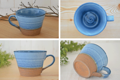 クラフトマグ マグカップ おしゃれ かわいい 可愛い シンプル コーヒーマグ スープマグ ギフト プレゼント 日本製 美濃焼 陶器 紺 アメ 均窯 水色 KAKUNI カクニ