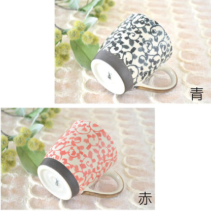 軽い器 濃たこ唐草【マグカップ おしゃれ 軽い軽量 介護用 花柄 和風 陶器 和柄 おしゃれ 赤 青 美濃焼 日本製 敬老の日 プレゼント ギフト包装 カクニ】