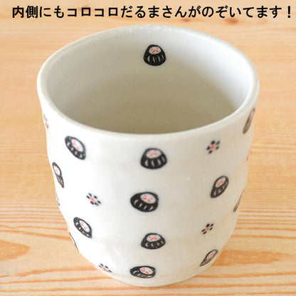 だるま寿司湯呑 コロコロだるま 寿司湯呑 おしゃれ  夫婦 湯のみ かわいい だるま 和風 陶器 日本製 美濃焼 食器 電子レンジ対応 食洗機対応 シンプル 赤 黒 白 ギフト 敬老の日