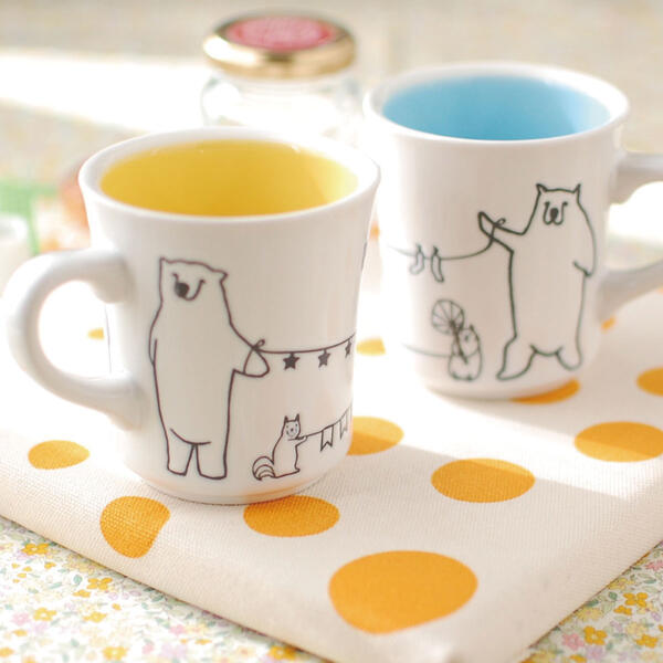 洗濯しろくまくんマグ 北欧 おしゃれ 陶器 日本製 美濃焼 食器 国産 動物柄 シロクマ リス オシャレ 珈琲 電子レンジ対応 食洗機対応 kakuni カクニ コーヒーカップ かわいい プレゼント 誕生日プレゼント