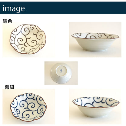 おふけ唐草17.5cm浅鉢 食器 おしゃれ かわいい かっこいい シンプル 子供 大人 陶器 北欧 和食器 風 美濃焼 ギフト プレゼント
