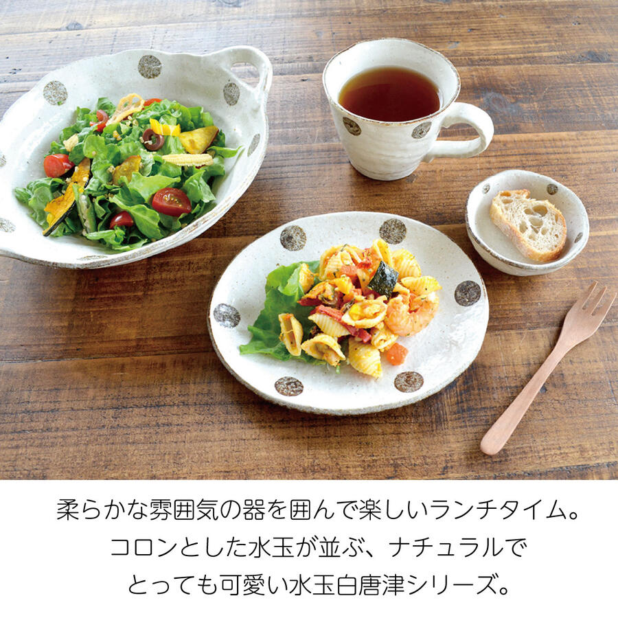水玉白唐津 楕円取皿 取り皿 おしゃれ シンプル 白い 水玉 かわいい プレート 粉引 日本製 美濃焼 食器 食洗機対応 電子レンジ使用可 カフェ風 プレゼント ナチュラル 北欧 小皿 小鉢 ギフト カクニ KAKUNI