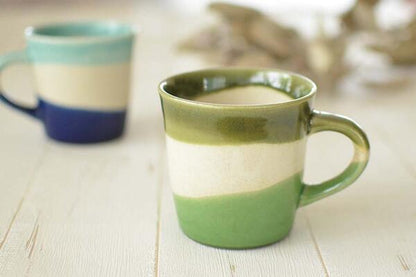 アースボーダーマグ 北欧 陶器 マグカップ 大きめ 大きい おしゃれ 日本製 瀬戸焼 コップ カップ 茶 緑 青 食器 かわいい カフェ シンプル ナチュラ ギフト プレゼント 箱入り ラッピング カクニ