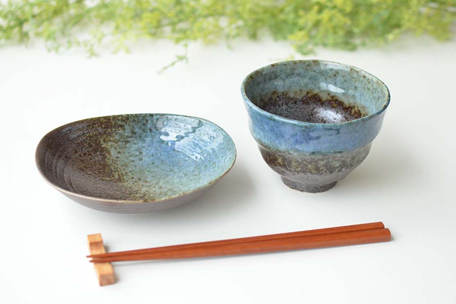 月あかり 楕円取皿【取り皿 和風 おしゃれ シンプル かっこいい 日本製 美濃焼 和食器 黒い 模様 食洗機対応 レンジOK ギフト カクニ KAKUNI】