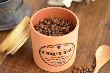 テラコッタ キャニスター おしゃれ 保存容器 コーヒー豆 コーヒー入れ ストッカー 台所用品 食品保存 砂糖 塩 紅茶 ティー プレゼント 贈り物 日本製 美濃焼 カクニ