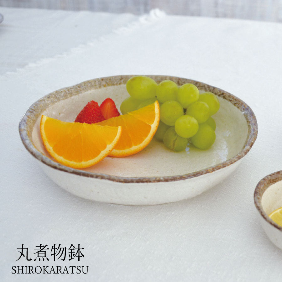 白唐津 丸煮物鉢 鉢 おしゃれ シンプル 白い 水玉 かわいい 陶器 鉢 粉引 国産 日本製 美濃焼 食器 食洗機対応 電子レンジ使用可 カフェ風 プレゼント ギフト 新生活 引っ越し祝い カクニ KAKUNI