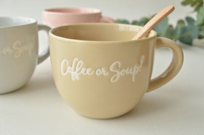 COFFEE OR SOUP？ スープマグ スープカップ 陶器 マグカップ おしゃれ 大きめ オシャレ かっこいい 大きい 大容量 持ちやすい 会社用 北欧 シンプル 日本製 美濃焼 食器 食洗機使用可 電子レンジ使用可 プレゼント ギフト