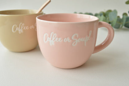 COFFEE OR SOUP？ スープマグ スープカップ 陶器 マグカップ おしゃれ 大きめ オシャレ かっこいい 大きい 大容量 持ちやすい 会社用 北欧 シンプル 日本製 美濃焼 食器 食洗機使用可 電子レンジ使用可 プレゼント ギフト