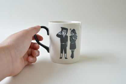 忍者マグ マグカップ おしゃれ 陶器 かわいい おもしろい ギフト プレゼント 白黒 会社用 和風 電子レンジ使用可 食洗機使用可 日本製 美濃焼 カクニ KAKUNI