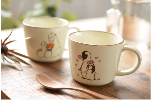 ほっこりアニマル花束 陶器 マグカップ おしゃれ 大きめ 美濃焼 かわいい 可愛い 猫 レトロ ネコ ナチュラル シンプル 電子レンジ使用可 食洗機使用可 日本製 国産プレゼント ギフト 動物柄 カクニ KAKUNI