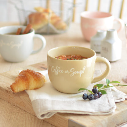 COFFEE OR SOUP？ スープマグ スープカップ 陶器 マグカップ おしゃれ 大きめ オシャレ かっこいい 大きい 大容量 持ちやすい 会社用 北欧 シンプル 日本製 美濃焼 食器 食洗機使用可 電子レンジ使用可 プレゼント ギフト