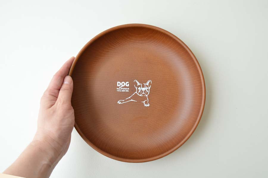 ふれんちぶる木目ラウンドプレート（L） パスタ皿 カレー皿 木目調 PET樹脂 日本製 おしゃれ 軽量 軽い 超軽量 子供用 割れない 割れにくい 樹脂製 介護用 アウトドア 食器 レンジ対応 食洗機対応 カクニ KAKUNI