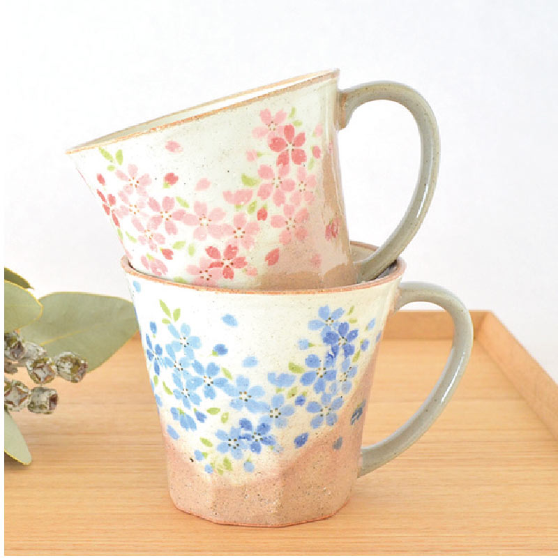彩桜マグ【マグ コーヒカップ 珈琲 花柄 桜柄 おしゃれ ペア シンプル 美濃焼 マグカップ かわいい 日本製 陶磁器 食器 KAKUNI】