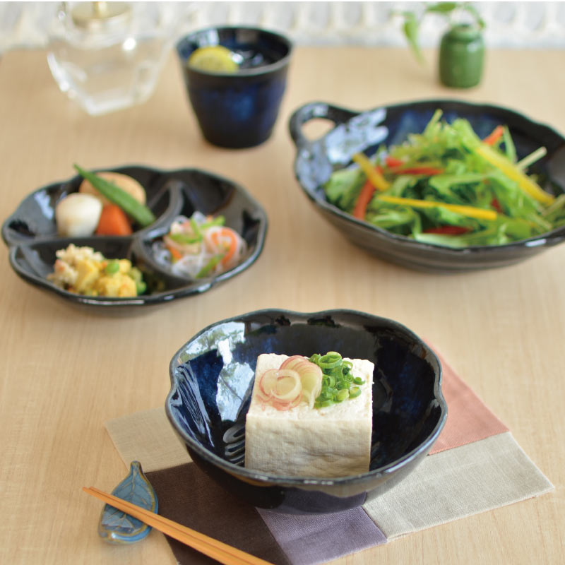 紺碧 そば千代口 おしゃれ かっこいい かわいい 青 食器 和食器 和風 柄物 国産 日本製 美濃焼 食洗機使用可 電子レンジ使用可 日本製 美濃焼 新生活 カクニ