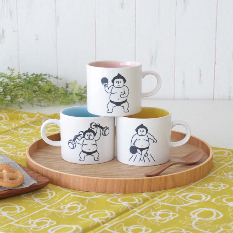 力士マグ 陶器 マグカップ 大きめ おしゃれ かわいい 大きい 面白い 大容量 おもしろい ギフト プレゼント 男性用 子供 会社用 和風 電子レンジ使用可 食洗機使用可 日本製 美濃焼 プレゼント ギフト