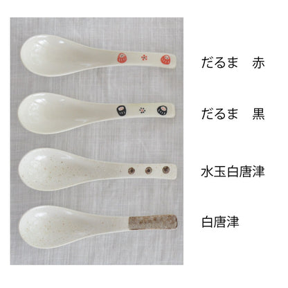 レンゲ おしゃれ かわいい ラーメン レンゲ スプーン ナチュラル 国産 日本製 陶磁器 水玉 白 陶器 シンプル 洋風 陶器 美濃焼 電子レンジ対応 食洗機対応 カクニ