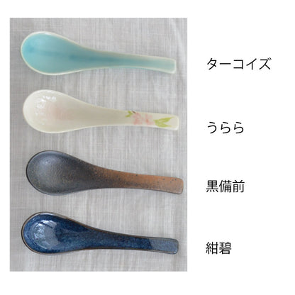 レンゲ おしゃれ かわいい ラーメン レンゲ スプーン ナチュラル 国産 日本製 陶磁器 水玉 白 陶器 シンプル 洋風 陶器 美濃焼 電子レンジ対応 食洗機対応 カクニ
