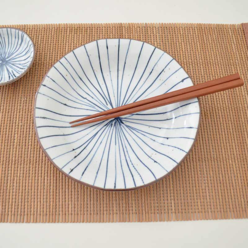 十草 麺皿 20.5cm 白 青 美濃焼 食器 お皿 蕎麦 うどん おしゃれ 可愛い かっこいい スマート シンプル ナチュラル カクニ オリジナル 日本産 インスタ映え 普段使い ギフト モダン 和 北欧