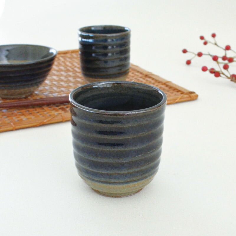 御深井（OFUKE)湯呑 美濃焼/和食器/洋食器/ゆのみ/雑貨/紺/お茶/緑茶/日本製 食器 おしゃれ かわいい かっこいい シンプル 陶器 北欧 和食器 風