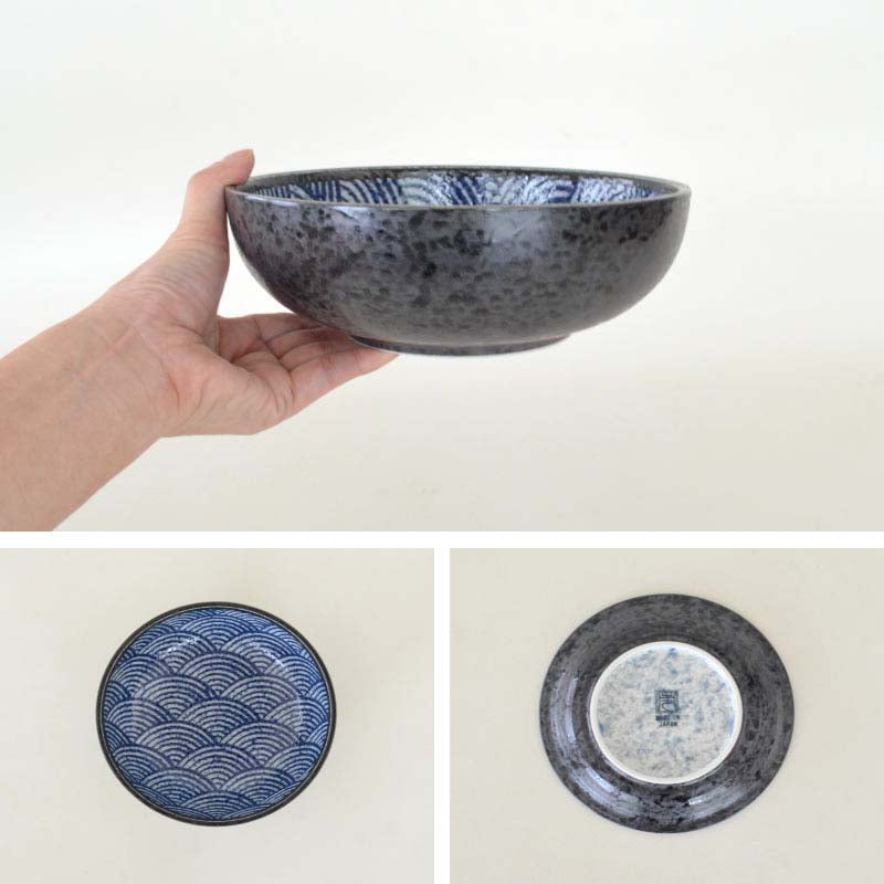 青海波 6寸ボウル 19.7cm 青 美濃焼 食器 おしゃれ 可愛い かっこいい スマート シンプル ナチュラル カクニ オリジナル 日本産 インスタ映え 普段使い ギフト モダン 和 北欧