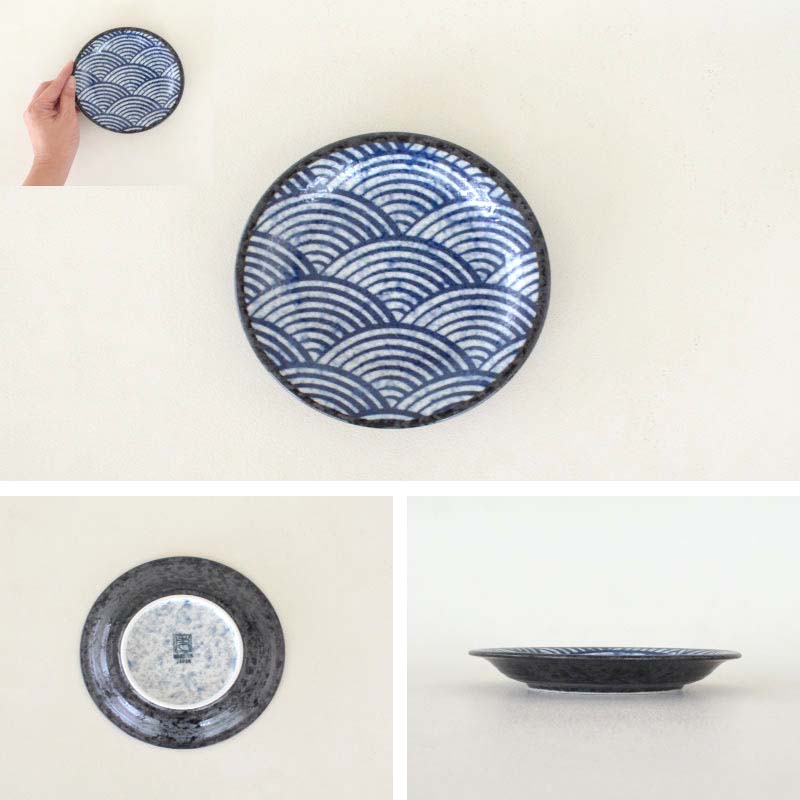 取皿 14.5cm 青海波 1個 お皿 贈り物 釉薬 ナチュラル シンプル 北欧 ギフトセット 日本製 美濃焼 陶器 食器 レンジ対応 食洗機対応 かわいい かっこいい 和風 カクニ KAKUNI