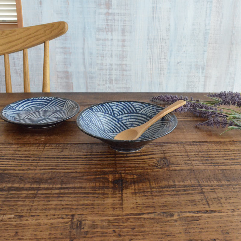 青海波 50平鉢 美濃焼/盛鉢/取鉢/縁起/日本製 食器 おしゃれ かわいい かっこいい シンプル 子供 大人 陶器 北欧 和食器 風 美濃焼 ギフト プレゼント