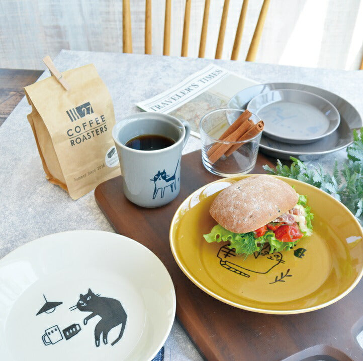 猫の暮らし方 マグ 280ml マグカップ グレイ ブラウン ホワイト 陶器 美濃焼 可愛い おしゃれ カフェ カフェ食器 カフェ風 テーブルウェア コップ カップ シンプル ドット 割れない 日本製