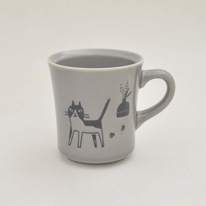 猫の暮らし方 マグ 280ml マグカップ グレイ ブラウン ホワイト 陶器 美濃焼 可愛い おしゃれ カフェ カフェ食器 カフェ風 テーブルウェア コップ カップ シンプル ドット 割れない 日本製
