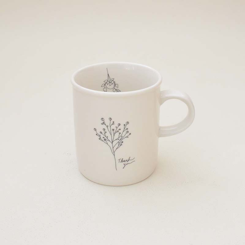 ペンタッチフラワー マグ【マグカップ  コーヒカップ ペン画  花柄 かわいい おしゃれ シンプル 日本製 美濃焼 陶磁器 食器 レンジ対応 食洗機対応 KAKUNI カクニ】