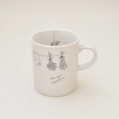 ペンタッチフラワー マグ【マグカップ  コーヒカップ ペン画  花柄 かわいい おしゃれ シンプル 日本製 美濃焼 陶磁器 食器 レンジ対応 食洗機対応 KAKUNI カクニ】