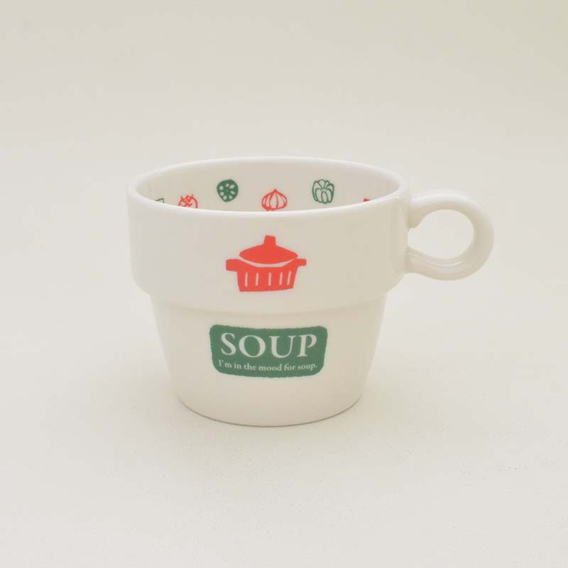 目盛付きスタッキングスープマグ SOUP 食器 磁器 美濃焼 陶器 つるつる おしゃれ かわいい シンプル 食洗器使用可能 電子レンジ使用可能 普段使い 食卓 ギフト 贈り物 お祝い 新生活 キッチン