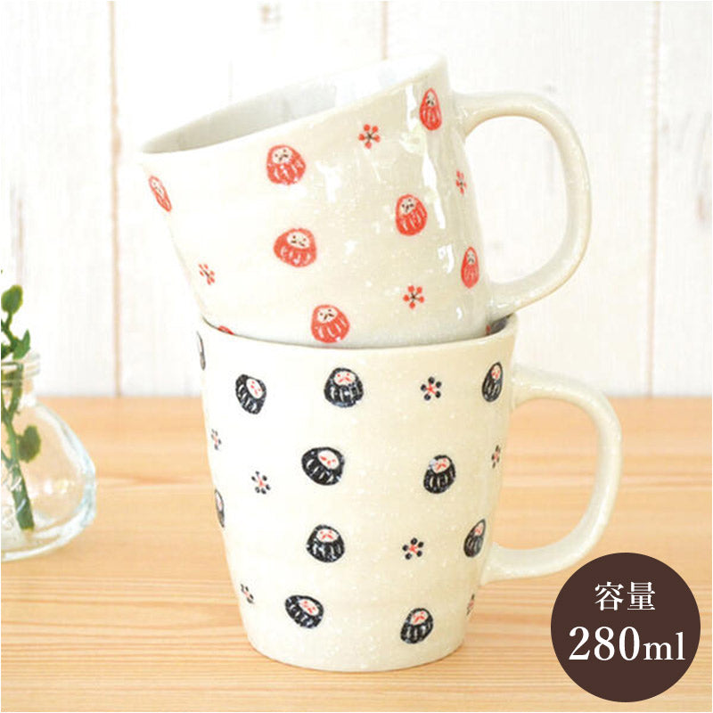 美濃焼 マグカップ かわいい だるまマグ だるま 北欧 日本製 陶器 おしゃれ 和風 日本製 食器 レンジ対応食 食洗機対応 モダン 軽い シンプル 和洋折衷 白 ギフト コーヒーカップ カクニ