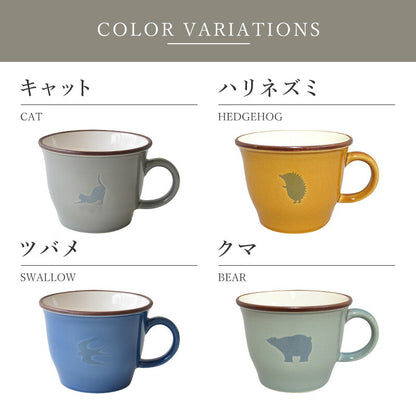 シルエットアニマル デザートセット 3点セットマグカップ おしゃれ かわいい セット 1人暮らし プレート 皿 食器 陶器 フォーク 食器 ギフト プレゼント 猫 ネコ ハリネズミ クマ ツバメ